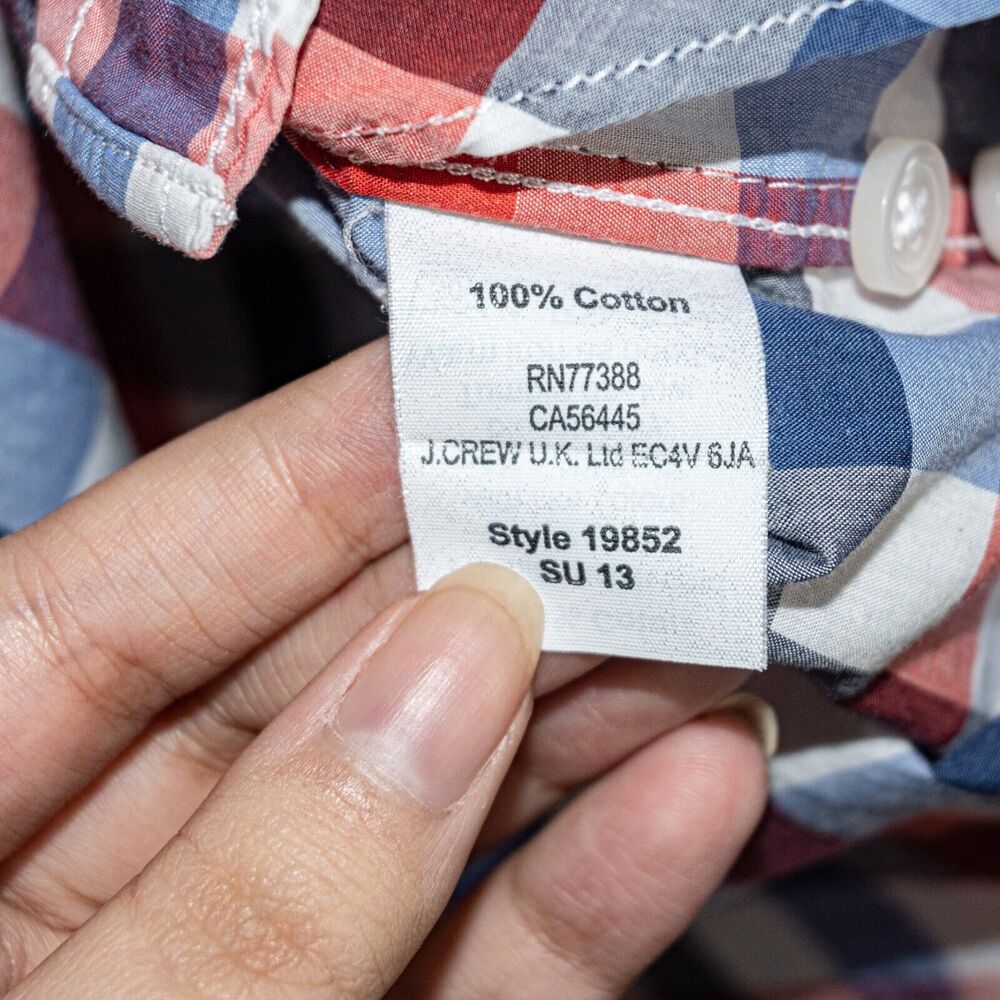 J.Crew Men's Button Down Shirt Blue Red gingham Check Size Small - Picture 6 of 6